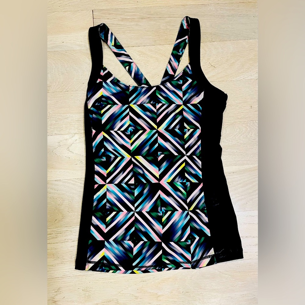 Black athletic top with modern design
